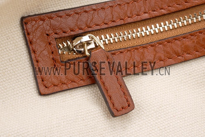 Gucci Soft Stirrup Tan Leather Large Shoulder Bag Cognac