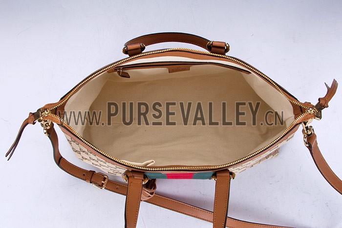 Gucci Rania Web GG Canvas with Tan Leather Trim Top Handle Tote