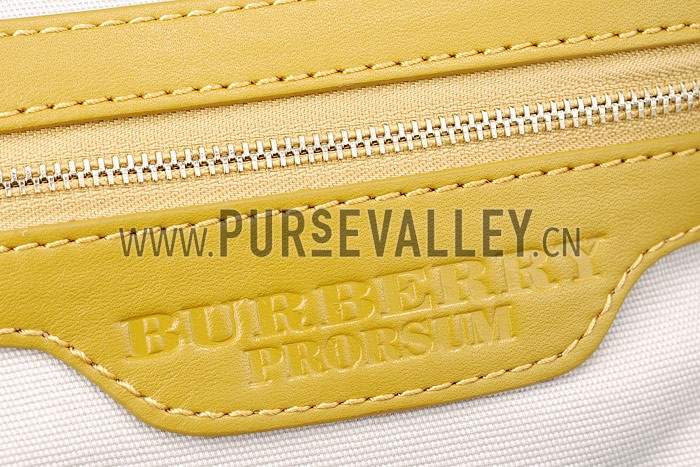 Burberry Large Bridle House Check Belted Hobo Bag Yellow