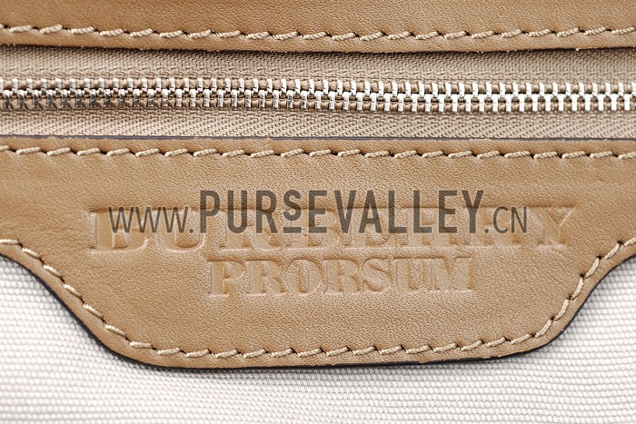 Burberry Medium Bridle House Check Belted Tote Khaki