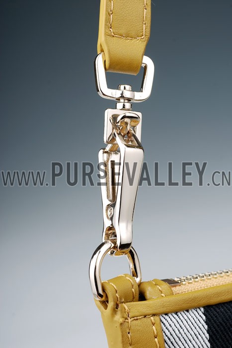 Burberry Small Bridle House Check Belted Clutch Yellow