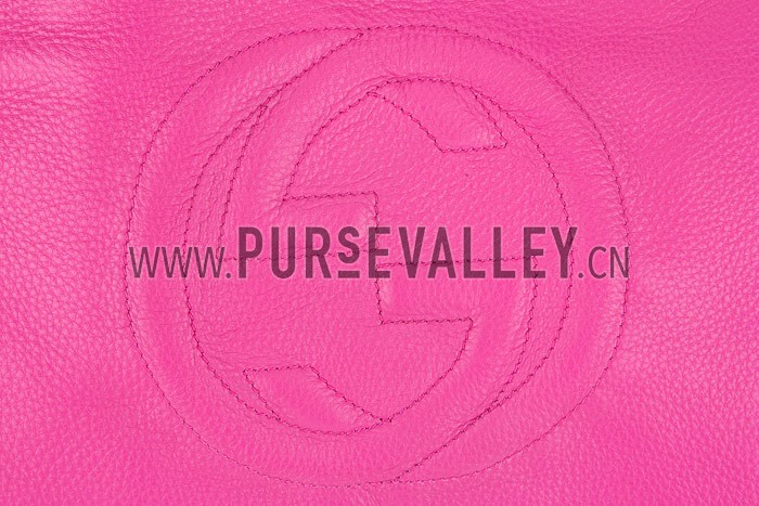 Gucci Large Soho Leather Shoulder Bag with Chain Straps Bright Pink