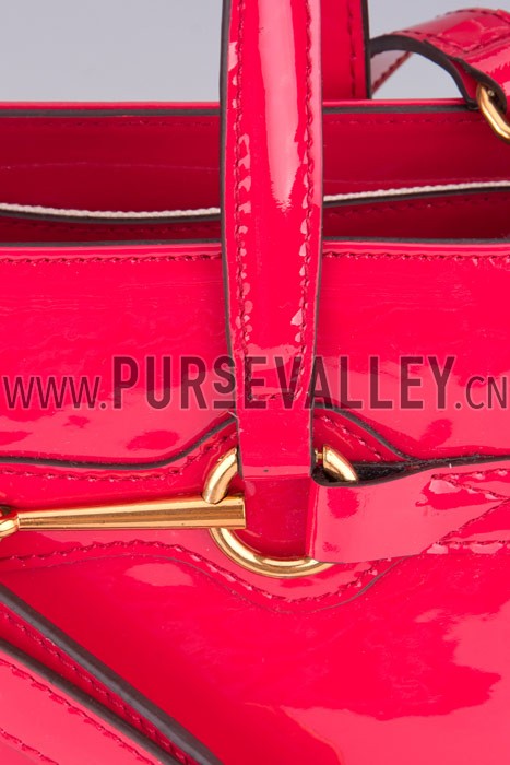 Gucci Bright Bit Pink Patent Leather Top Handle Tote