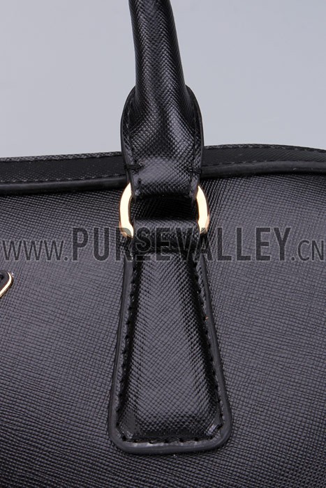 Prada Saffiano Shoulder Strap Bowler Bag Black