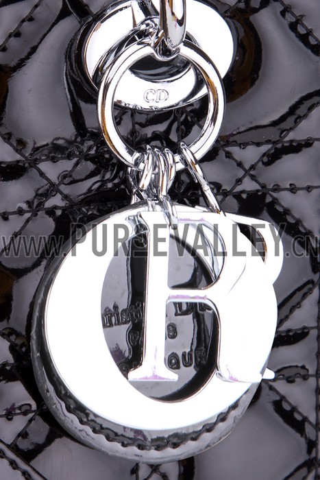 Dior Small Lady Cannage Bag Patent Leather Black