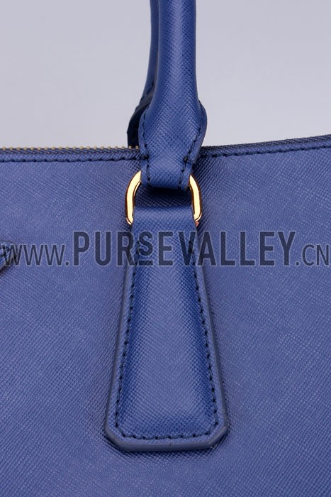 Prada Medium Saffiano Lux Top Handle Dark Blue