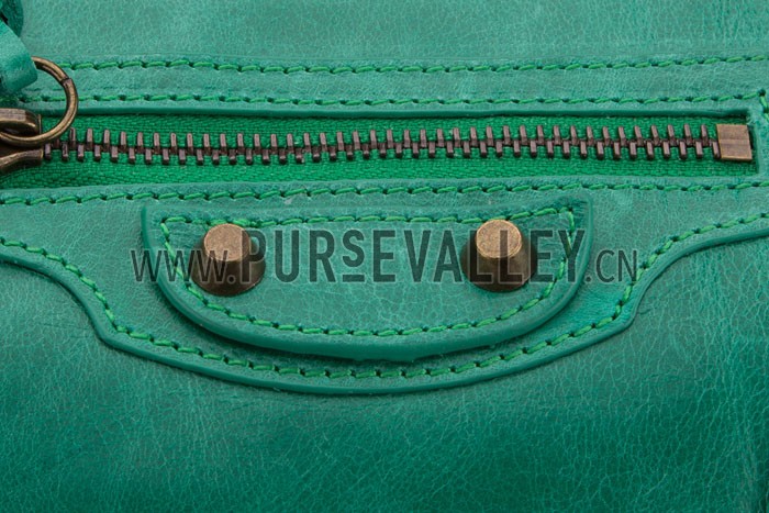 Balenciaga Giant Gold Envelope Wallet with Strap Green