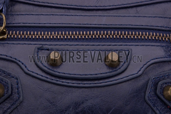 Balenciaga Giant Gold Hip Purse Dark Blue