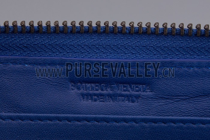 Bottega Veneta Intrecciato Nappa Zip Around Wallet Blue