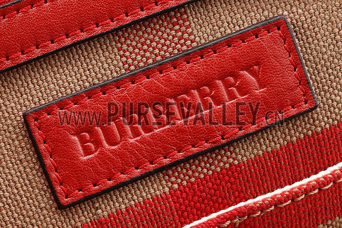 Burberry Medium Canvas Check Tote Bag Red 607802