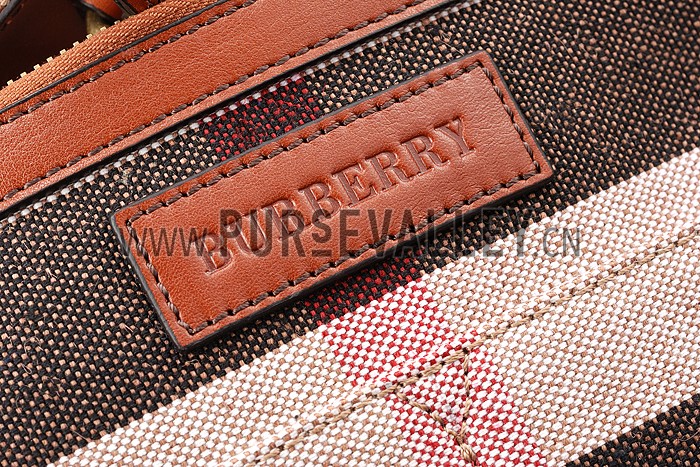 Burberry Large Canvas Check Tote Bag Brown 607811