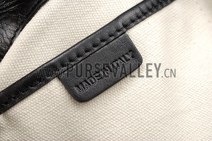 Burberry Large Canvas Check Tote Bag Black 607813