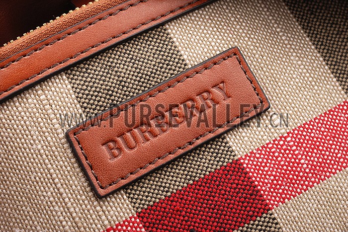 Burberry Medium Canvas Check Hobo Bag Brown 607817