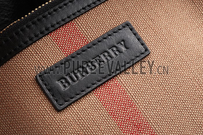 Burberry Medium Canvas Check Hobo Bag Black 607819