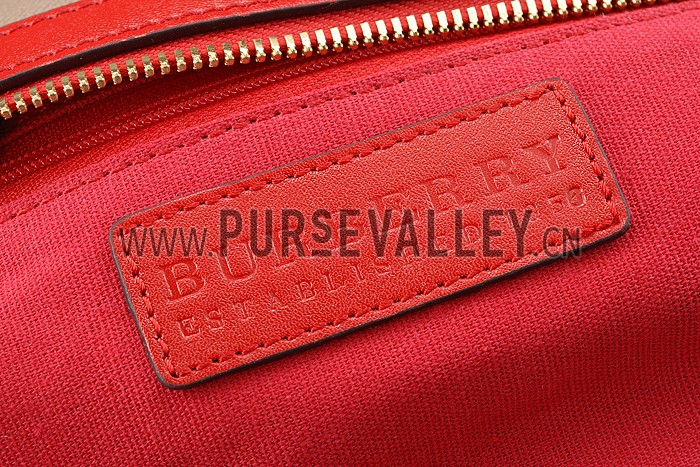Burberry Sartorial House Check Bowling Bag Red 607822