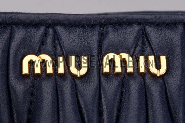 Miu Miu Nappa Leather Three-Pocket Bag Dark Blue