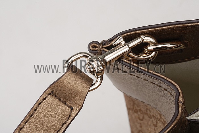 Gucci Bamboo Shopper Leather Small Tote Gold 607316