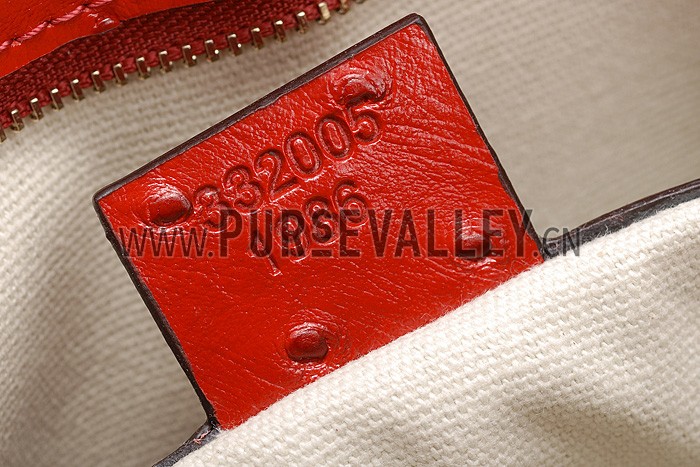 Gucci Red Ostrich Leather Work Bag 607335