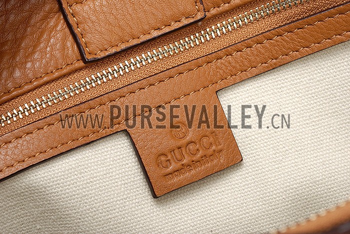 Gucci Bamboo Shopper Leather Tote Tan 607313