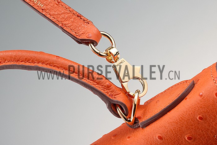 Hermes Kelly 32 Orange Ostrich Leather 607480