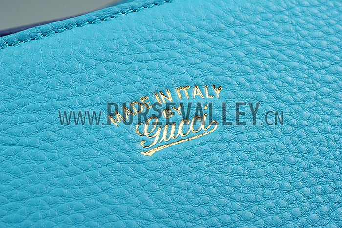 Gucci Swing Leather Tote Light Blue Medium 607684