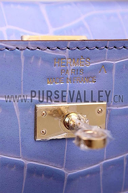 Hermes Kelly Longue Clutch Crocodile Leather Light Purple 608172