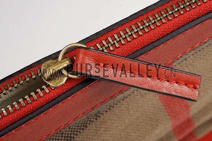 Burberry Canvas Check Foldover Crossbody Bag Cadmium Red 608276