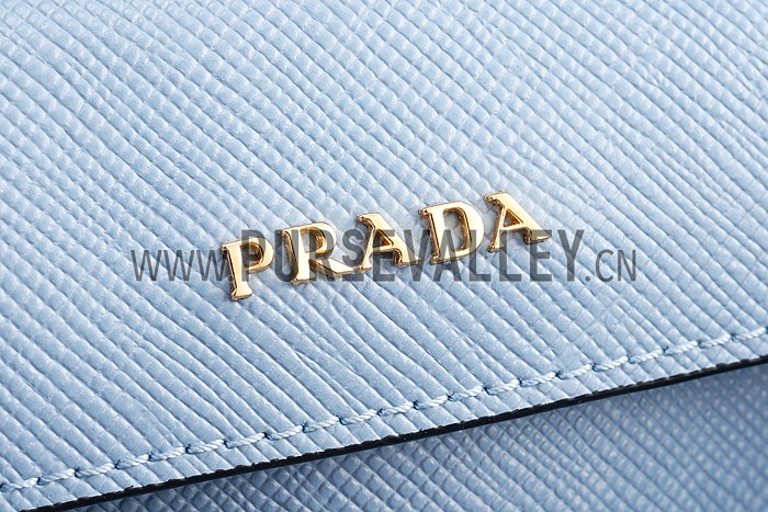 Prada Saffiano Double Tote Light Blue