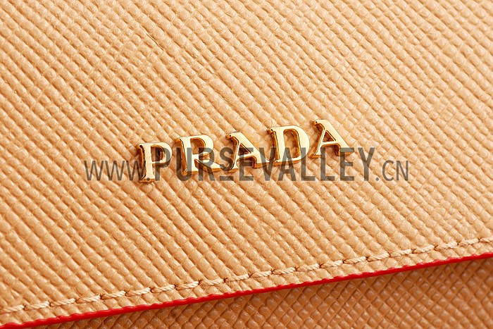 Prada Saffiano Double Tote Light Brown