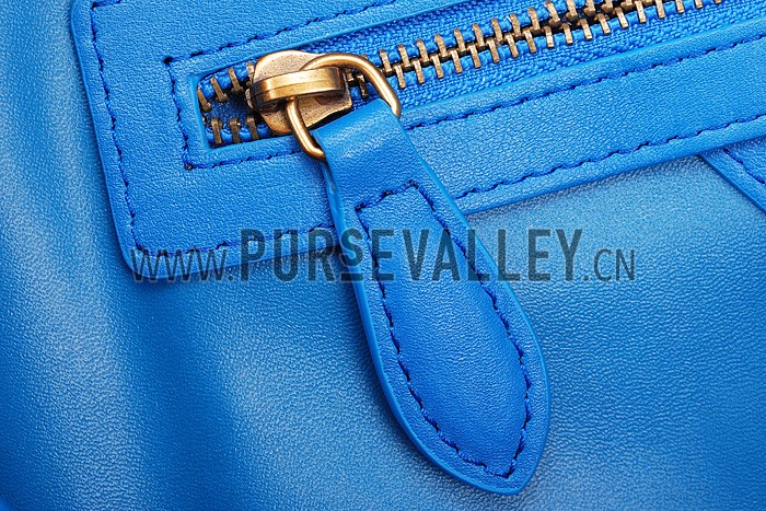 Celine Mini Luggage Blue Leather/Suede Leather