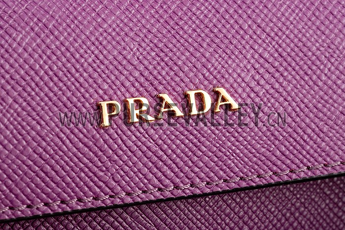 Prada Saffiano Double Tote Purple