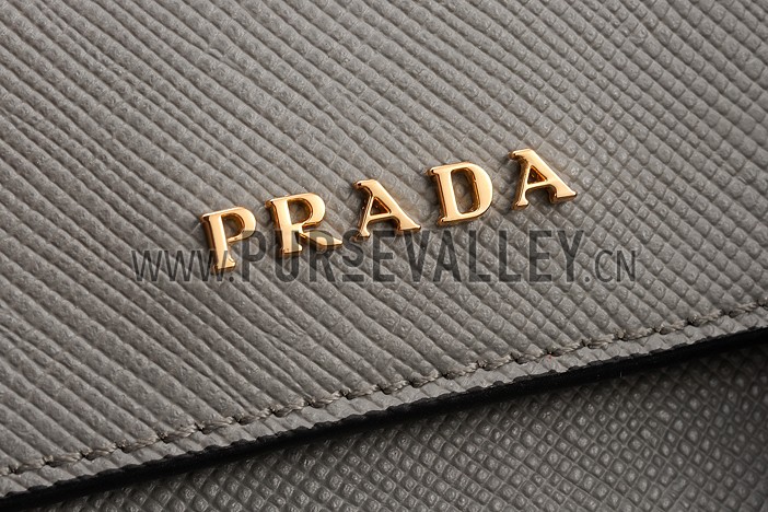 Prada Saffiano Double Tote Grey
