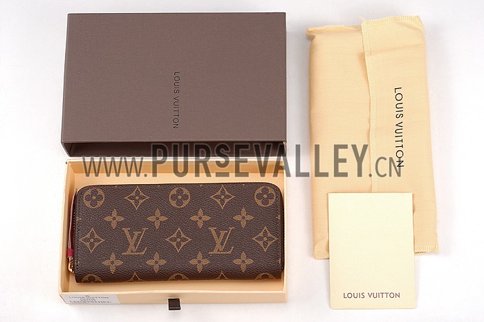 Louis Vuitton Monogram Canvas Zippy Wallet With Rose Leather Zipper Pull 608253