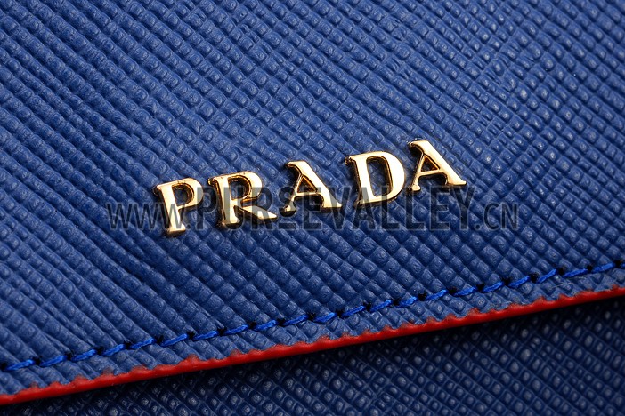 Prada Saffiano Double Tote Blue