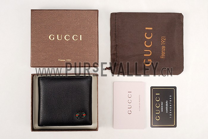 Gucci Bi-Fold Wallet With Interlocking G Metal Detail Black