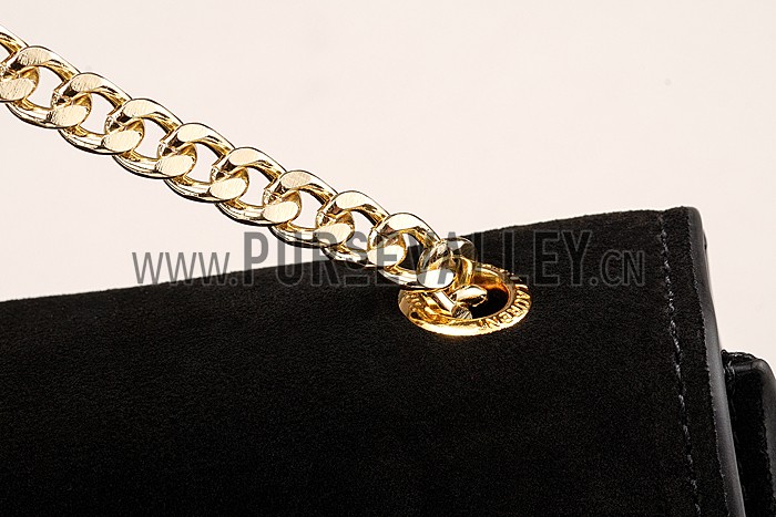 Saint Laurent Medium Fringed Suede Leather Satchel Black