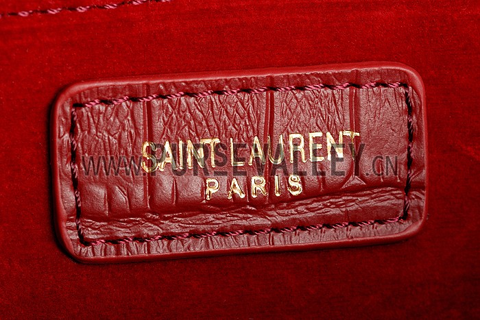 Saint Laurent Medium Tassel Crocodile Leather Clutch Bag Dark Red