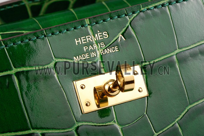 Hermes Kelly Longue Clutch Crocodile Leather Green 608168