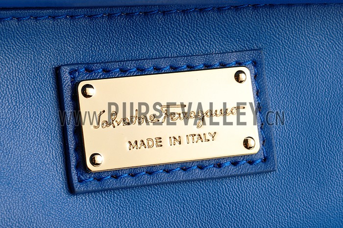 Salvatore Ferragamo Sofia Mini Leather Tote Blue