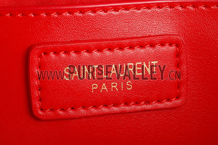 Saint Laurent Medium Fringed Suede Leather Satchel Red