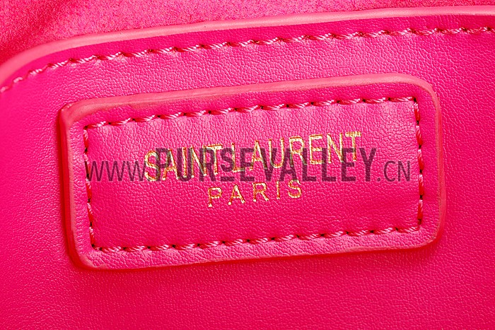 Saint Laurent Medium Fringed Suede Leather Satchel Fuchsia