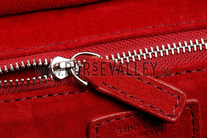 Saint Laurent Rive Gauche Small Fringed Suede Bag Red