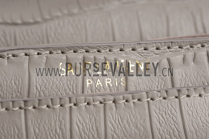 Saint Laurent High School Medium Crocodile Leather Bag Grey