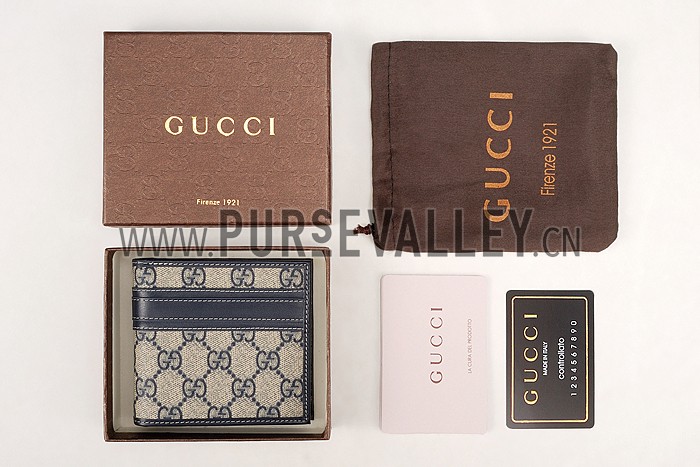 Gucci Supreme Web Bi-Fold Wallet Blue