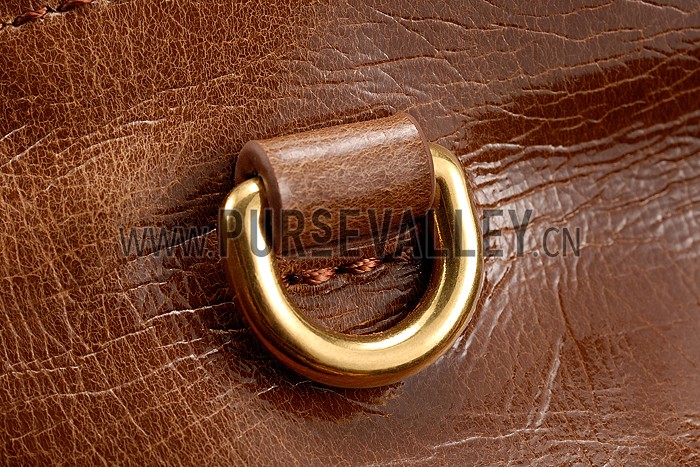 Prada Classic Patent Leather Satchel Brown