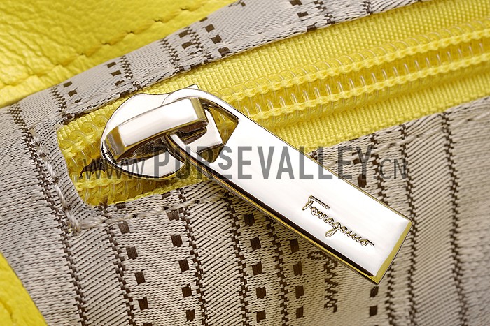 Salvatore Ferragamo Pebbled Leather Sofia Medium Yellow 608264