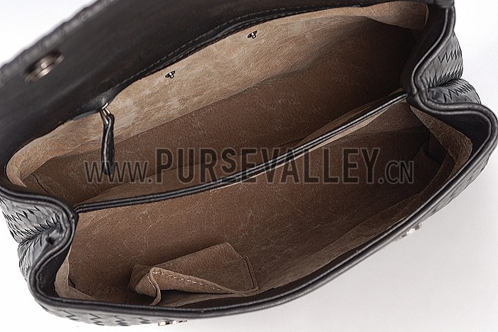 Bottega Veneta Nero Intrecciato Nappa Olimpia Bag