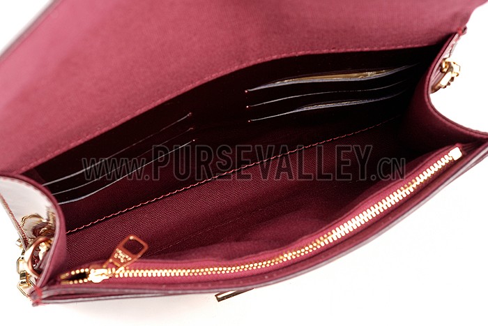 Louis Vuitton Chain Louise Patent Leather Dark Red