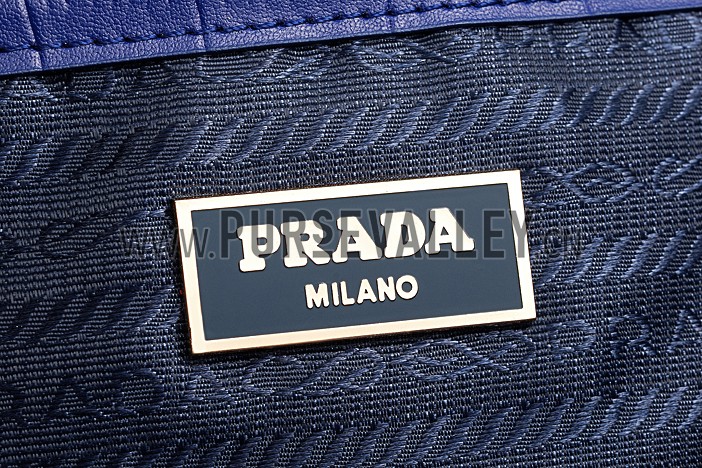 Prada Saffiano Crocodile Leather Blue Bag