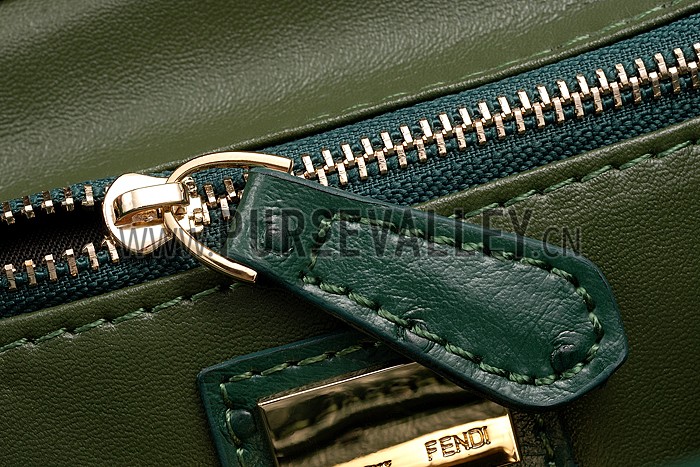 Fendi Peekaboo Mini Ostrich Leather Green Bag